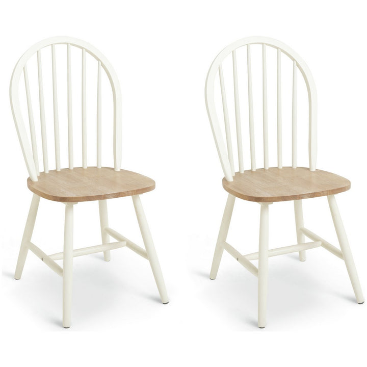 Habitat Burford Pair of Solid Wood Dining Chairs - White