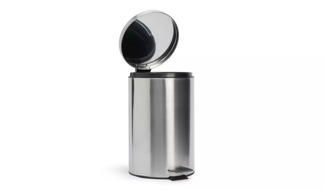 Habitat 12 Litre Round Pedal Bin - Silver
