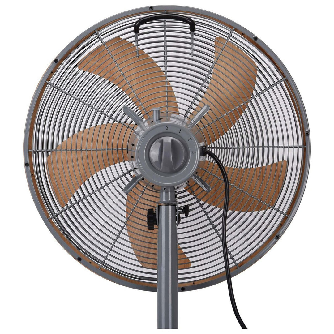 Habitat Grey & Wooden Pedestal Fan - 16 Inch