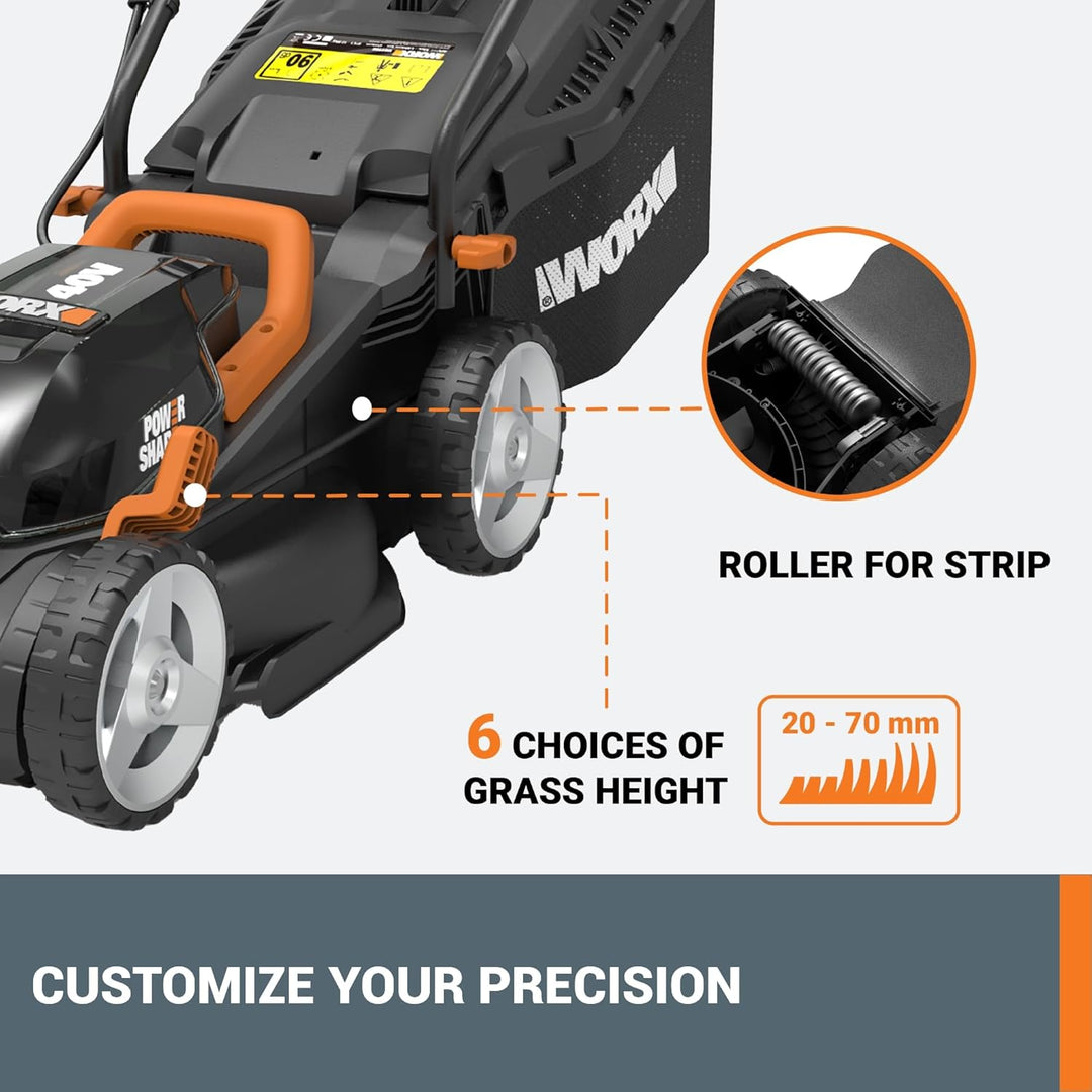 WORX WG779E Cordless 34cm Cordless Rotary Lawnmower - (Bare Tool)