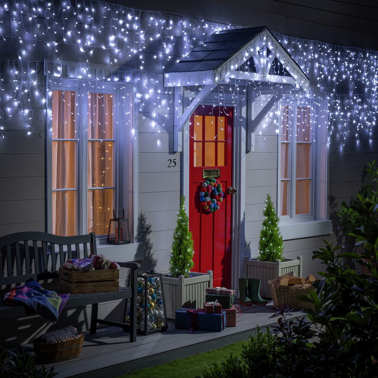 Habitat 960 White Multifunction LED Christmas Icicle lights Decoration