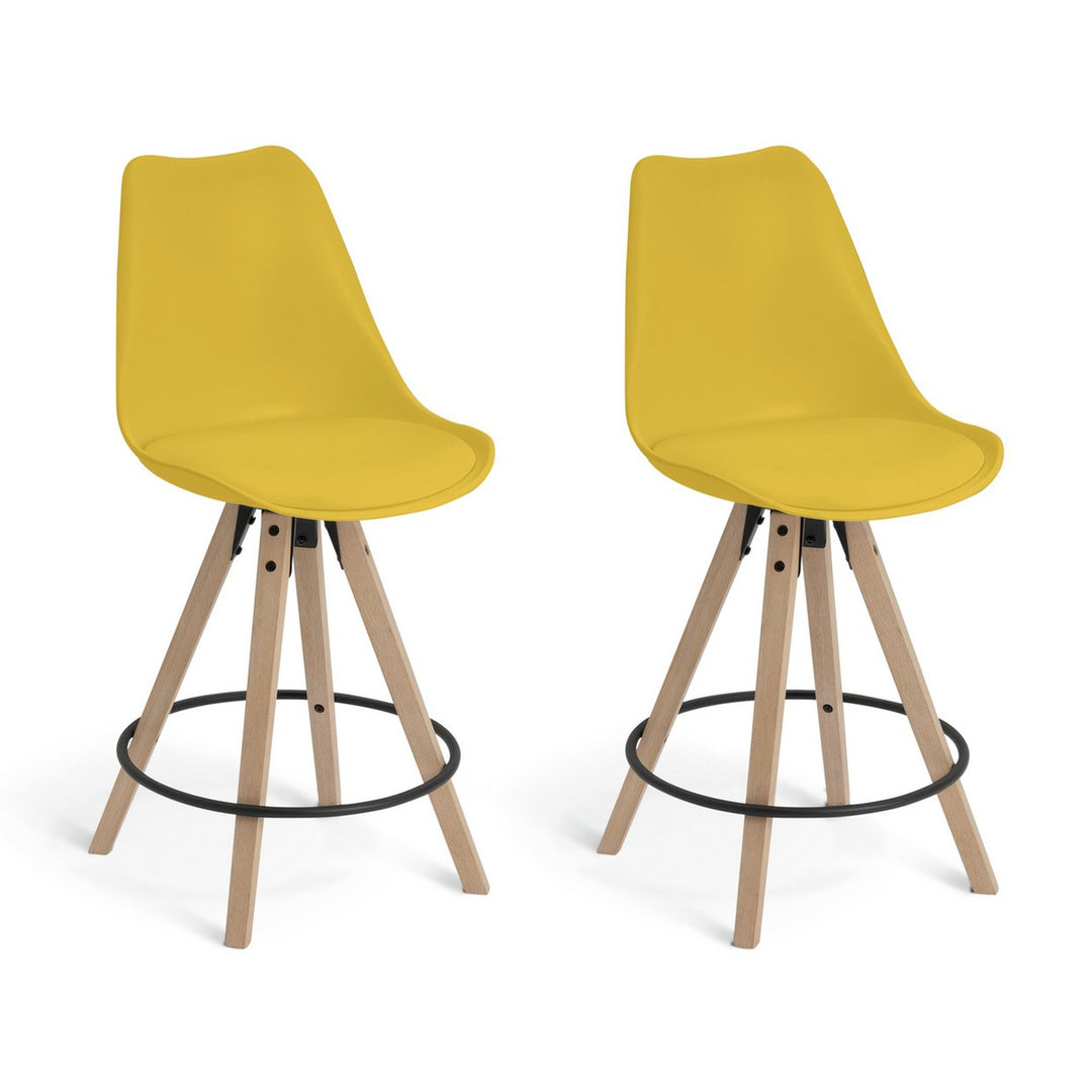 Habitat Jerry Pair of Counter Bar Stools - Mustard