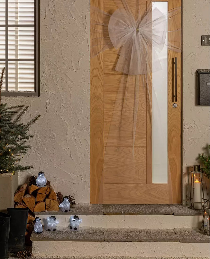 Home Silver Christmas House Door Bow