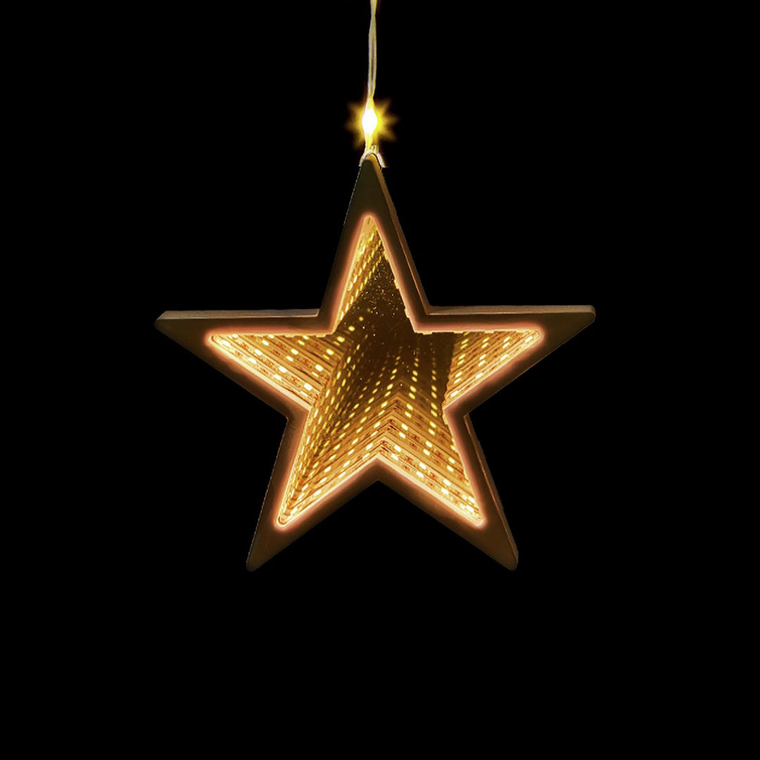 Premier Decorations Infinity Mirror String Star Curtain Lights 