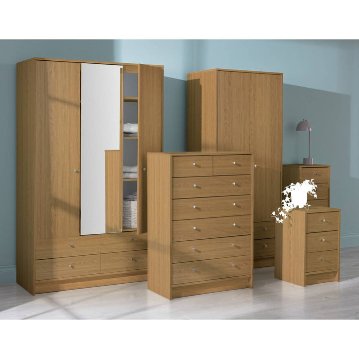 Home Malibu 3 Drawer Bedside Table - Oak Effect