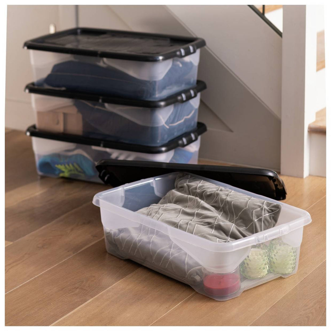 Strata Curve 4 x 30L Plastic Storage Boxes with Lid - Clear 