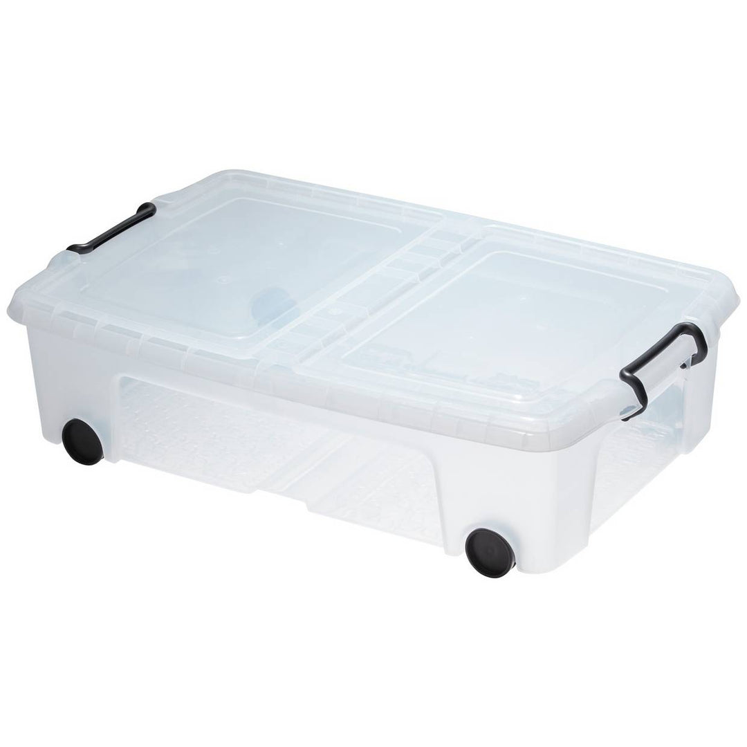 Strata 2 X 35L Wheeled Underbed Storage Boxes - Clear