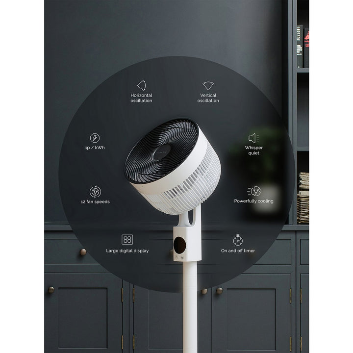 Meaco Sefte White Pedestal Fan - 10 Inch