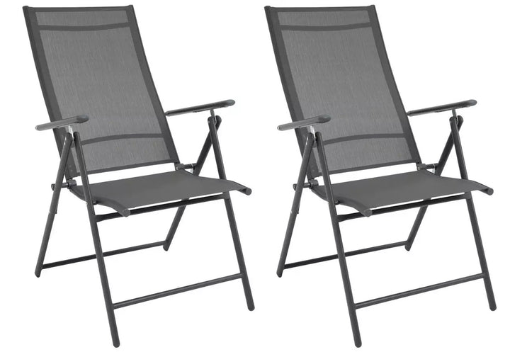 Home Set of 2 Metal Garden Chair - Grey