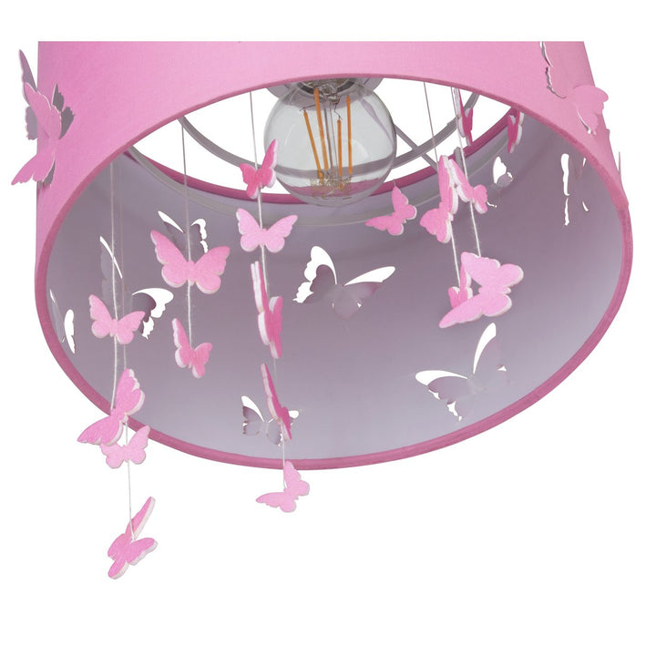Home Kids Pink Butterflies Drum Lampshade - 25cm