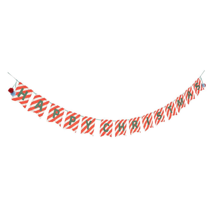 Home Happy Christmas Fabric Bunting Decoration