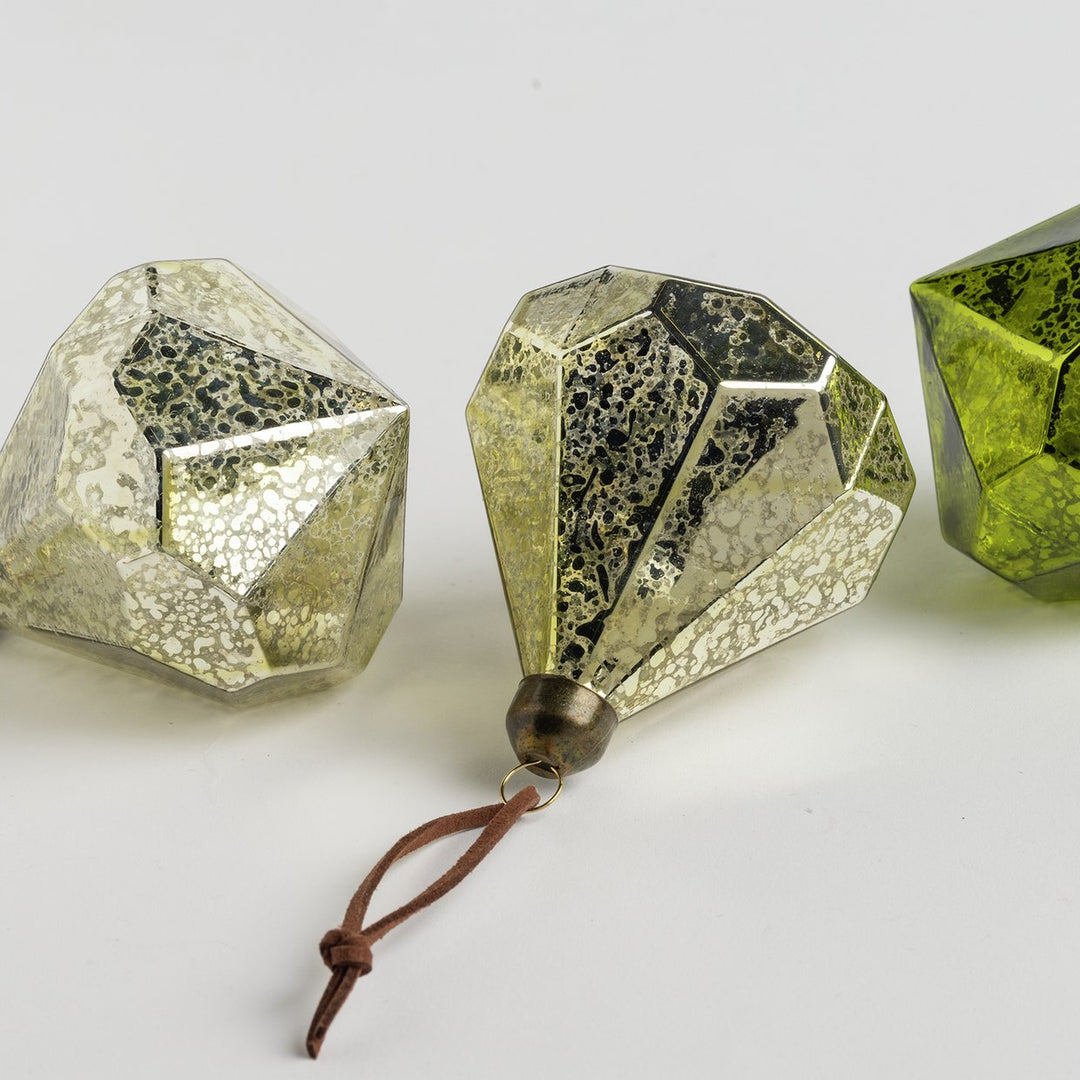 Habitat Pack of 3 Glass Christmas Baubles - Jewel Tones