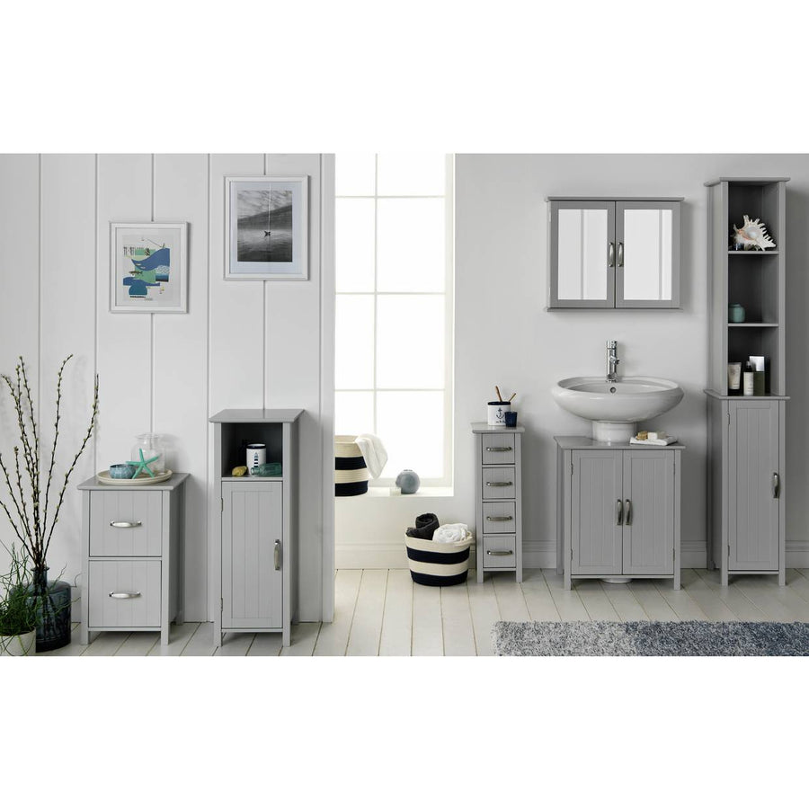 Home 4 Drawer Bathroom Storage Unit - Grey