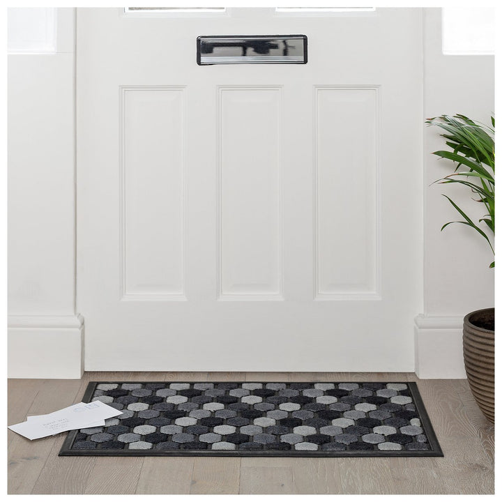 Home Scrape & Sorb Grey Short Pile Doormat - 75x45cm