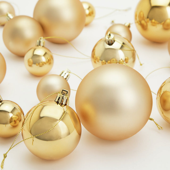 Home Pack of 49 Shatterproof Christmas Baubles - Gold