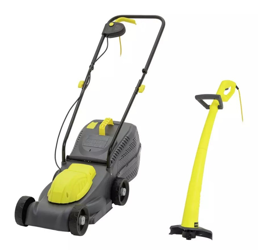 Challenge Corded 32cm Rotary Lawnmower 1000w & 22cm Grass Trimmer