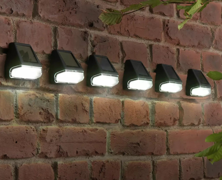 Habitat Set Of 6 Solar Fence & Wall Lights - Black