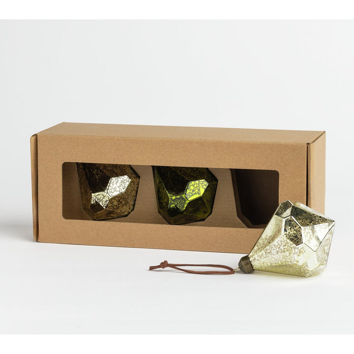 Habitat Pack of 3 Glass Christmas Baubles - Jewel Tones