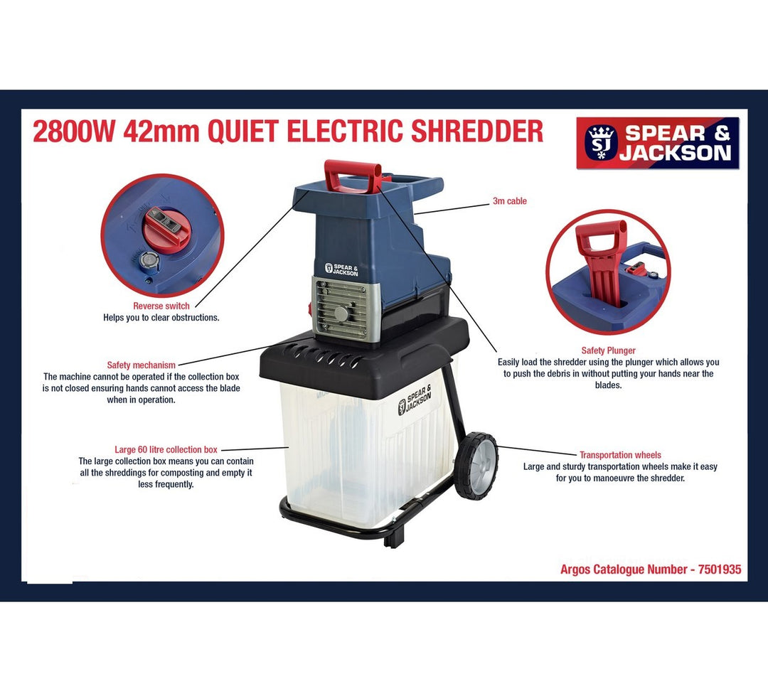 Spear &amp; Jackson S28ES Crushing Quiet Garden Shredder - 2800W - USED ITEM