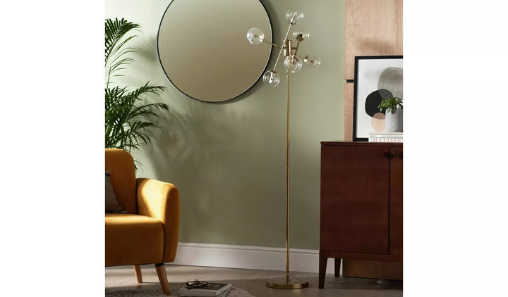 Habitat Glam 6 Light Glass Floor Lamp - Gold