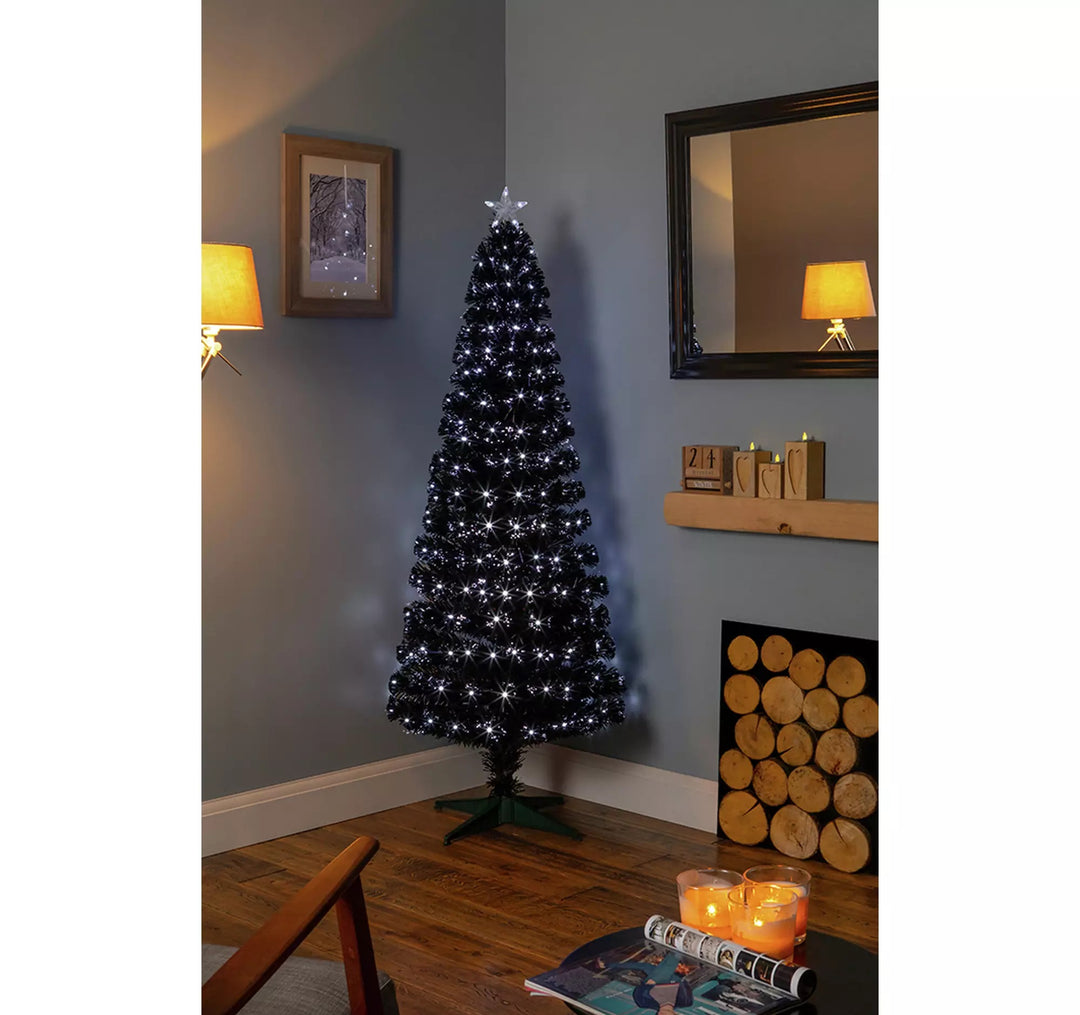 Premier Decorations 5ft Slim Fibre Optic Christmas Tree -Black