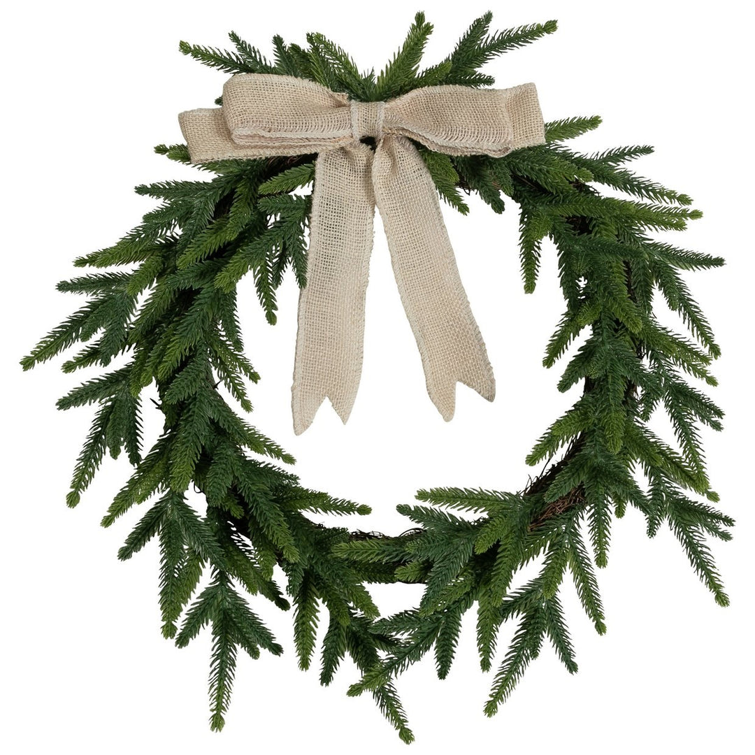 Habitat Faux Green Natural Bow Christmas Wreath
