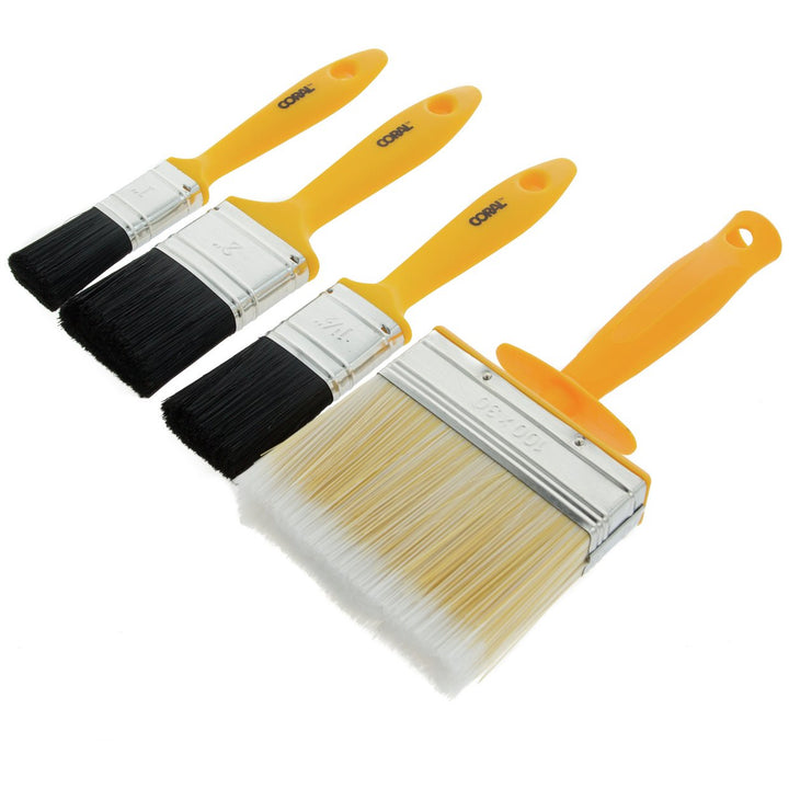 Coral Essentials Paint Brushes With Block Brush - 4 Piece Set