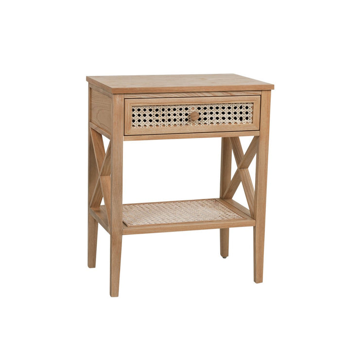 Habitat Mornington Rattan 1 Drawer Bedside Table - Oak