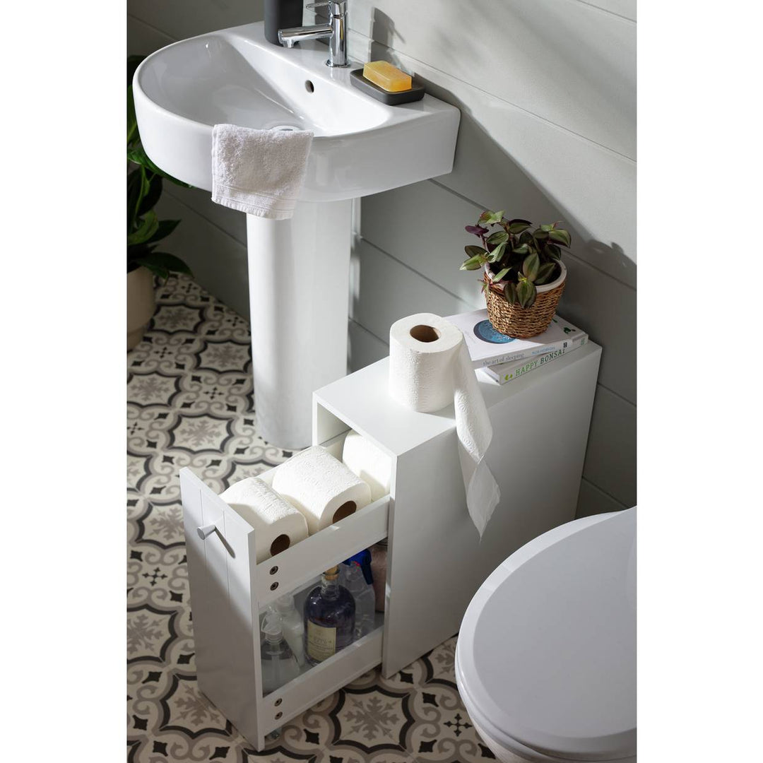 Home Toilet Roll Storage Unit - White