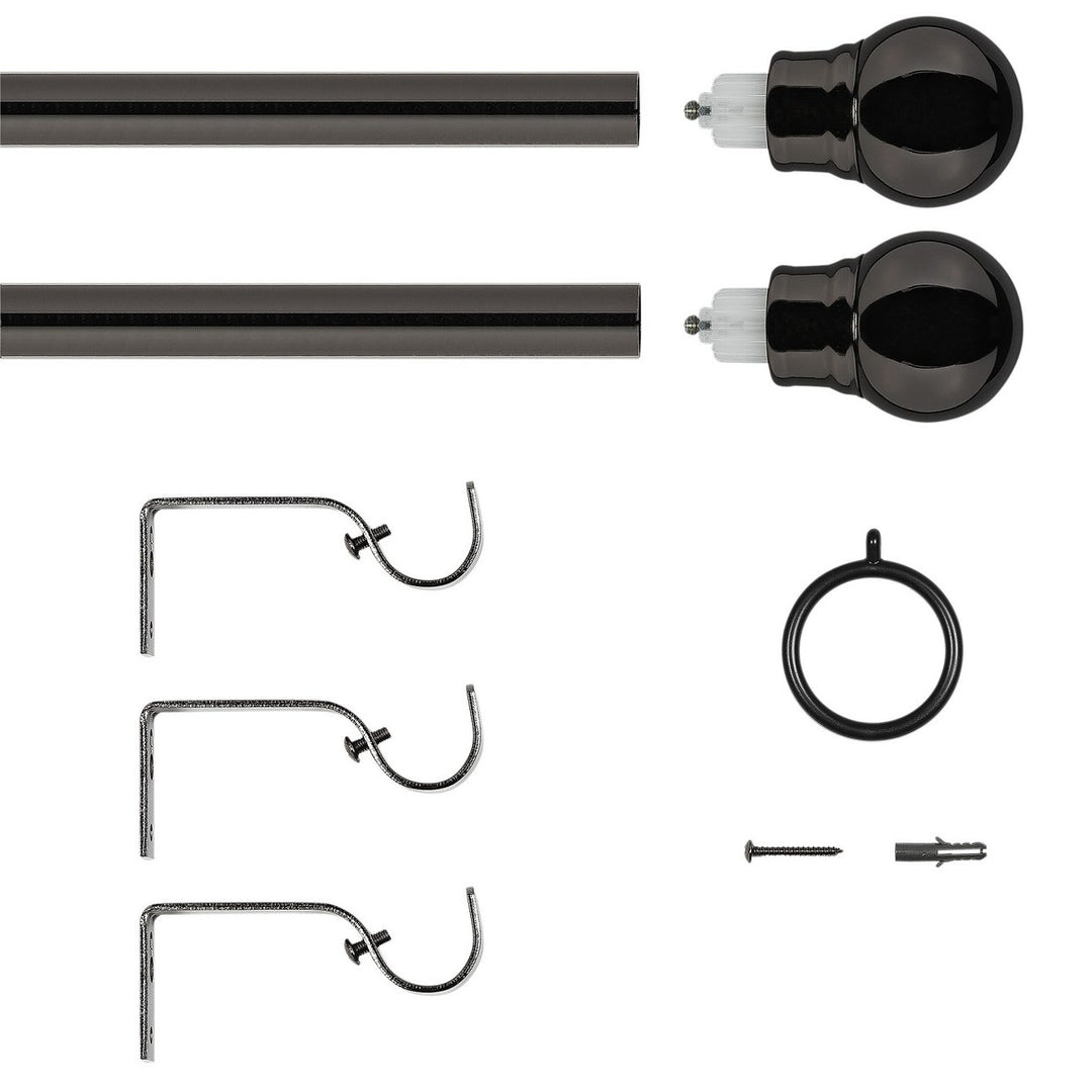 Home Extendable Metal Ball Curtain Pole - Black Nickel