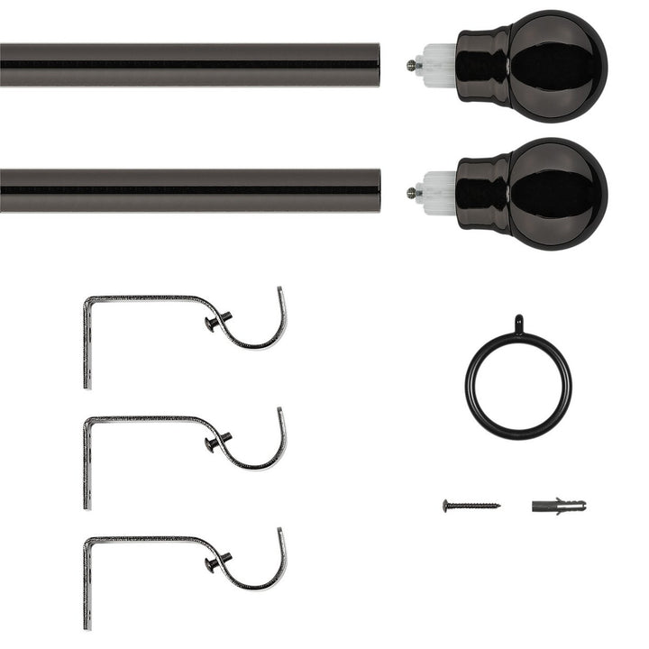 Home Extendable Metal Ball Curtain Pole - Black Nickel