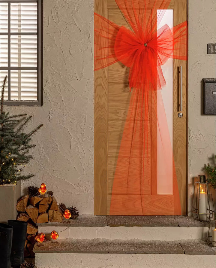 Home Christmas House Door Bow - Red