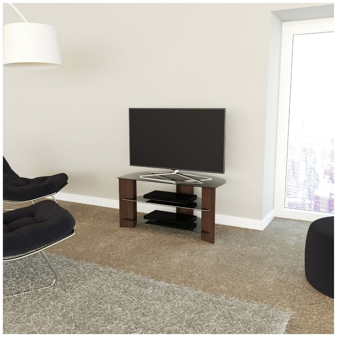 AVF Up To 42 Inch TV Stand - Black Glass and Walnut Effect