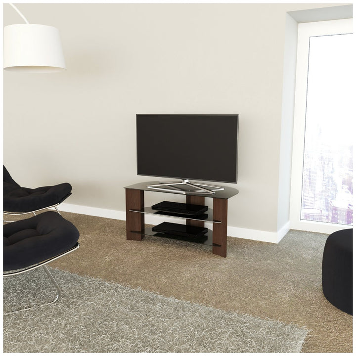 AVF Up To 42 Inch TV Stand - Black Glass and Walnut Effect