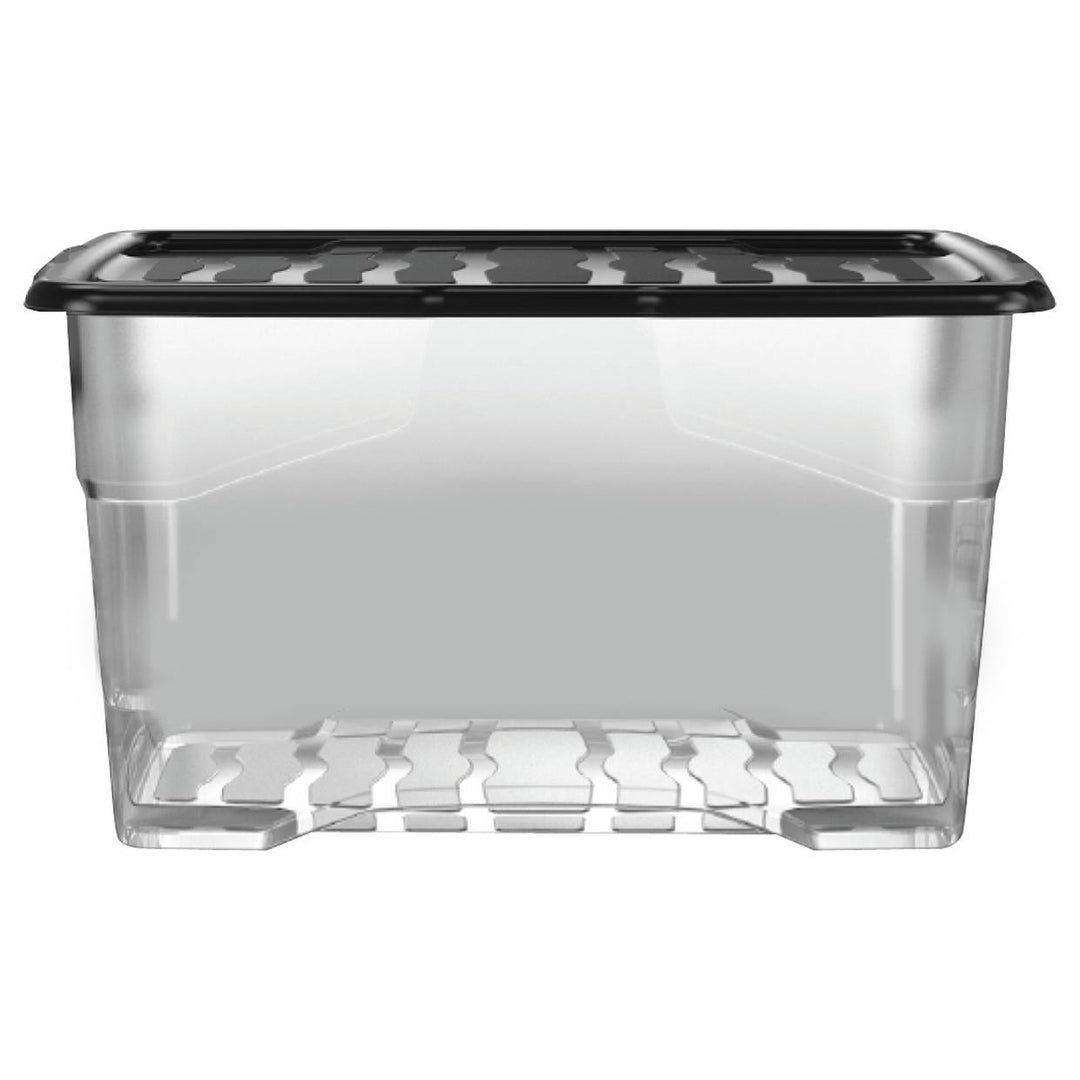 Strata Curve 3 x 80L Plastic Storage Boxes with Lid - Clear
