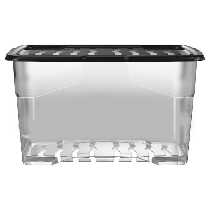 Strata Curve 3 x 80L Plastic Storage Boxes with Lid - Clear