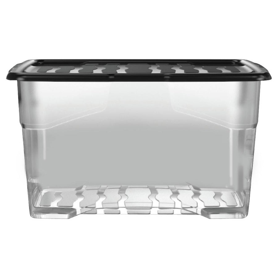 Strata Curve 3 x 80L Plastic Storage Boxes with Lid - Clear
