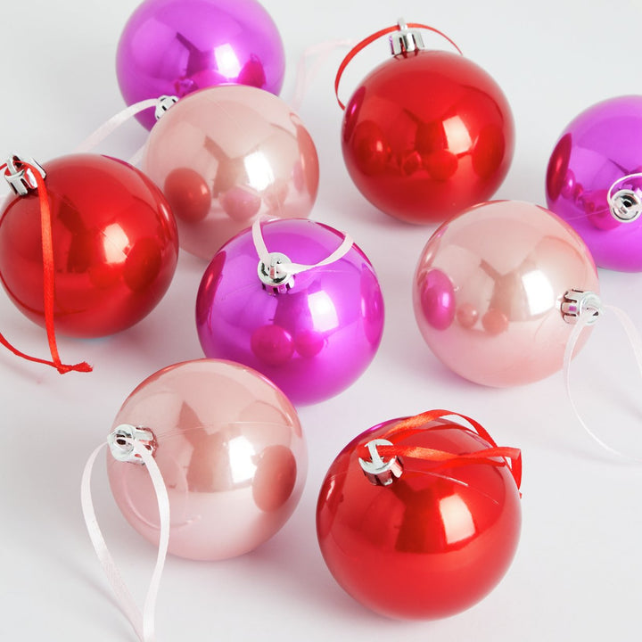 Habitat Pack of 9 Bright Glass Effect Christmas Tree Baubles Decoration