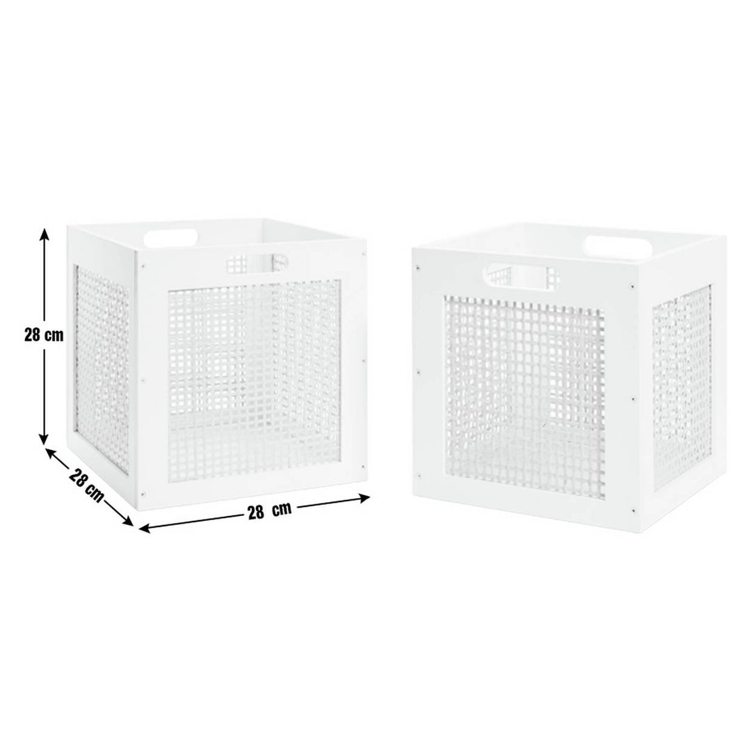 Habitat Set of 2 Rattan Square Boxes - White