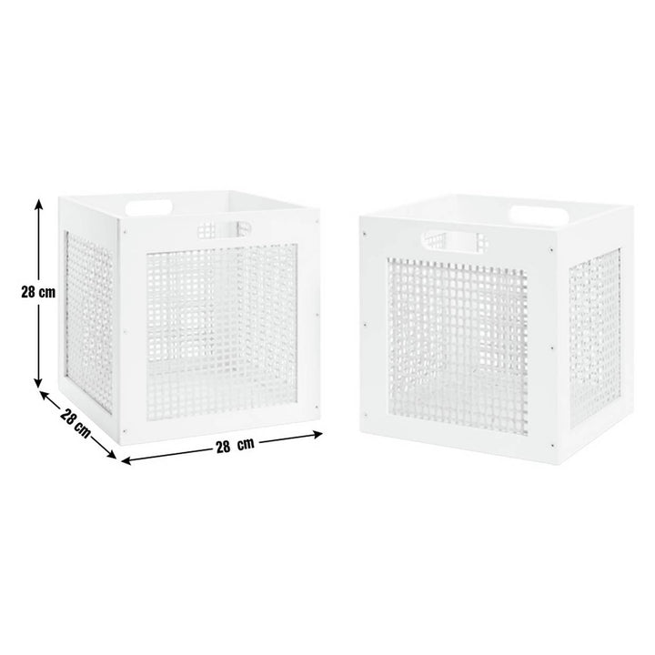 Habitat Set of 2 Rattan Square Boxes - White
