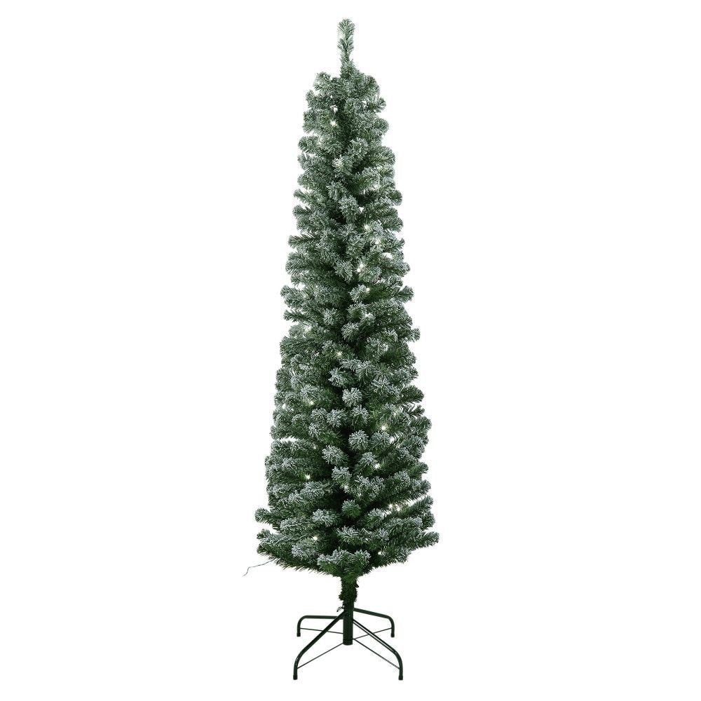 Habitat 6ft Pre-Lit Snow Tipped Pencil Christmas Tree - Green