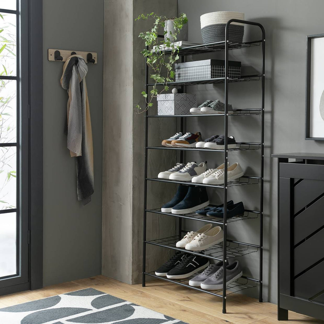 Home Jorn 8 Shelf Shoe Storage Rack - Black