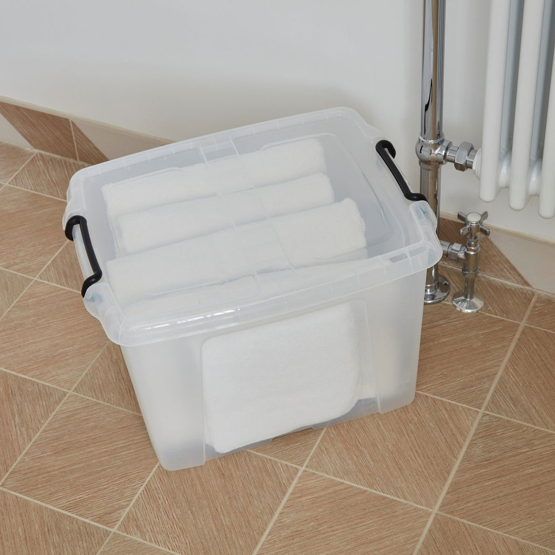 Strata Smart 2 x 40L Plastic Storage Boxes with Lid - Clear