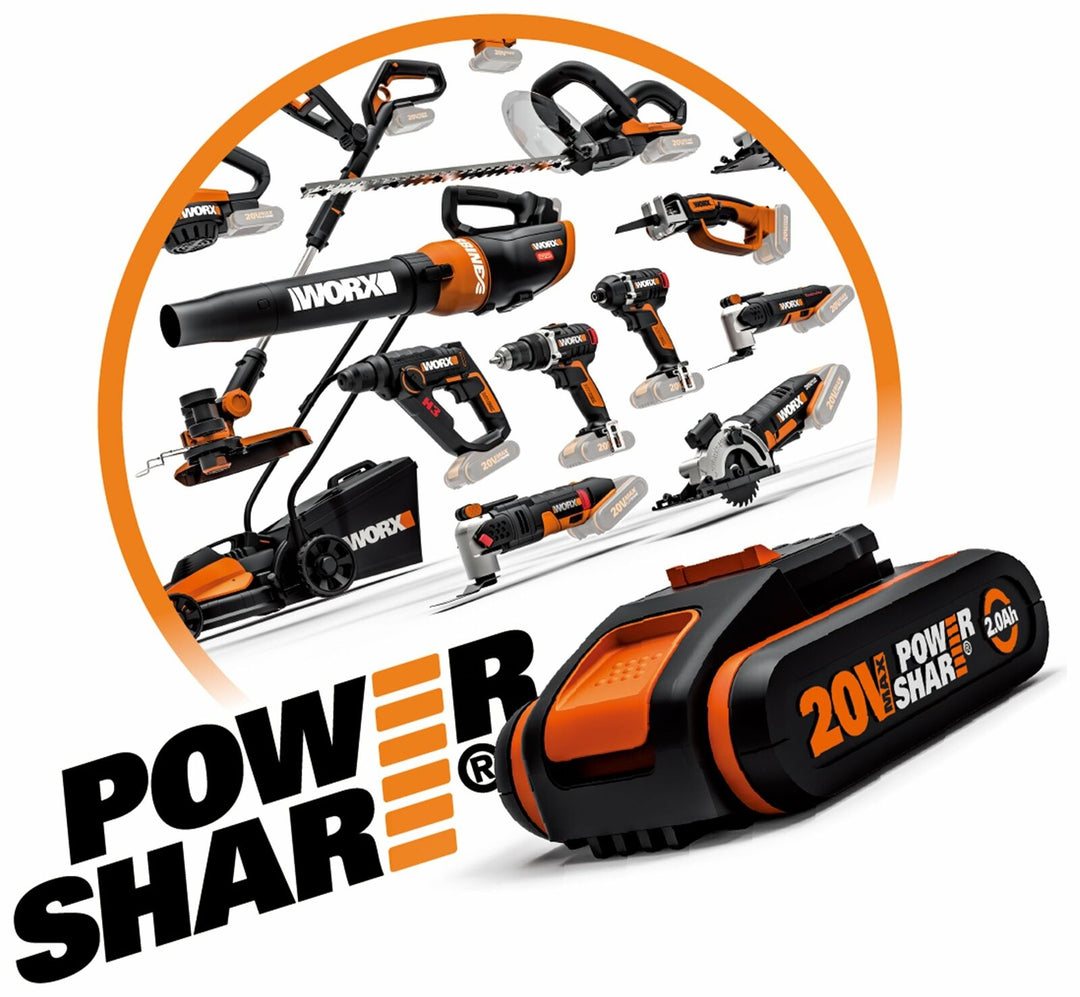 WORX WG779E Cordless 34cm 20v MAX Rotary Lawnmower - 2 Batteries