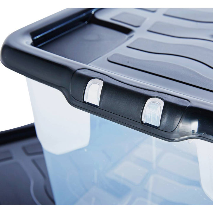 Strata Curve 3 x 42L Plastic Storage Boxes with Lid - Clear 