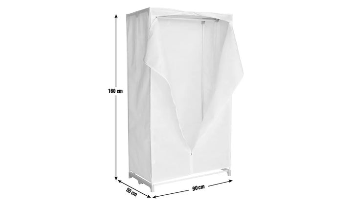 Home Single Fabric Covered Clothes Rail - White