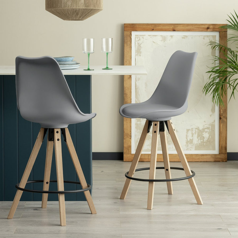 Habitat Jerry Pair of Counter Bar Stools - Grey
