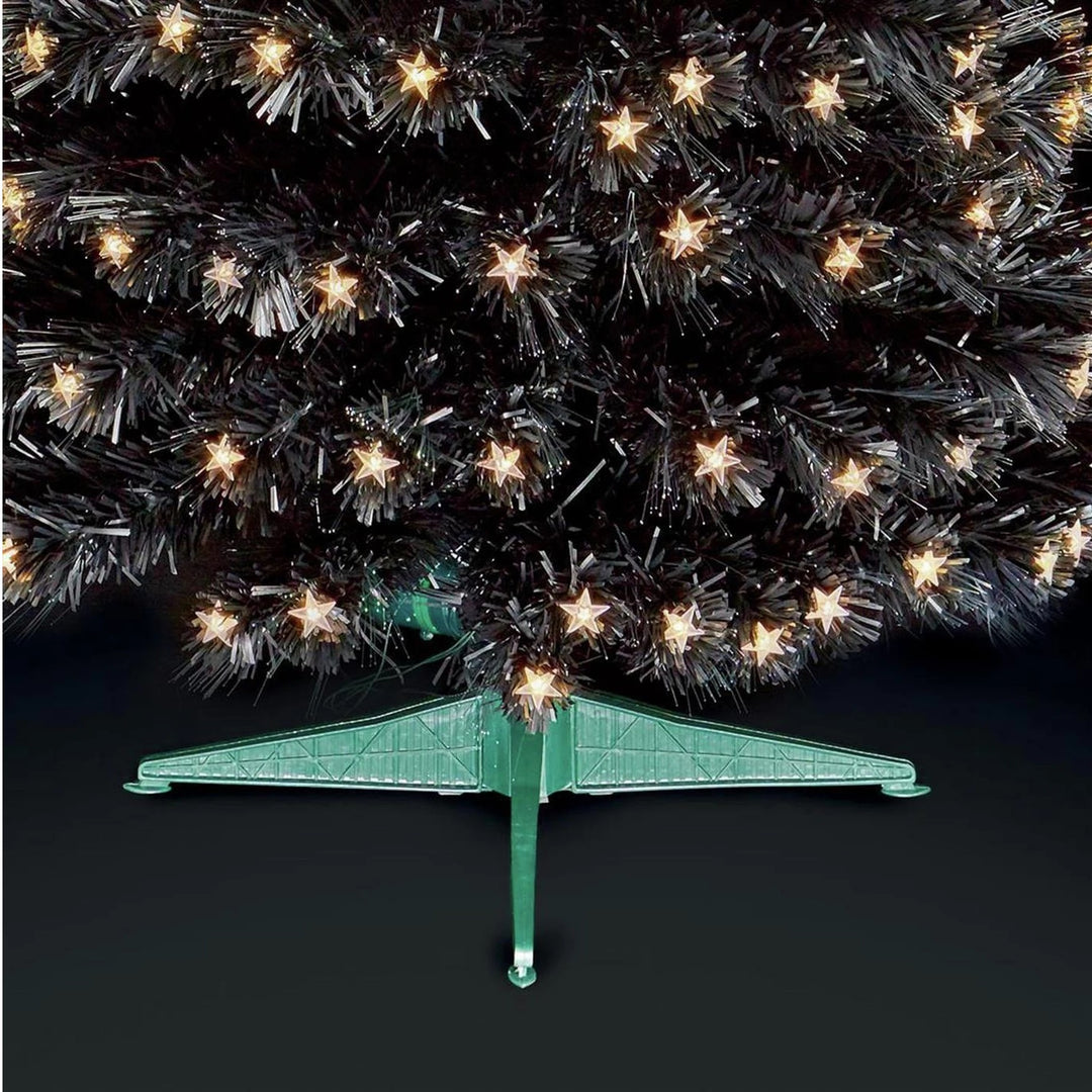 Premier Decorations 5ft Christmas Tree With Pre Lit White Star Lights - Black