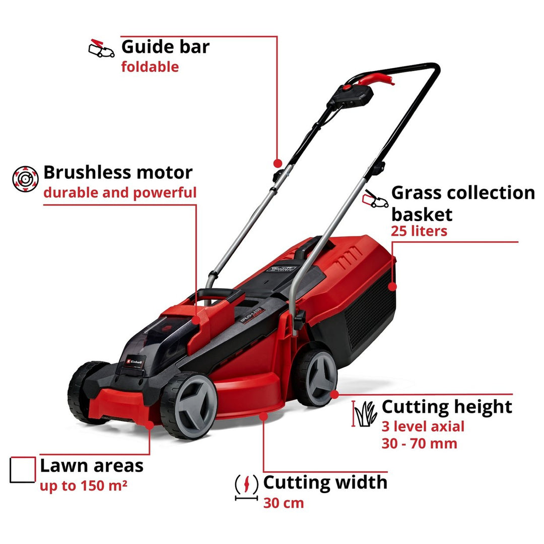 Einhell 30cm Cordless Rotary Lawnmower - 18V - (No Battery, No Charger) - USED ITEM