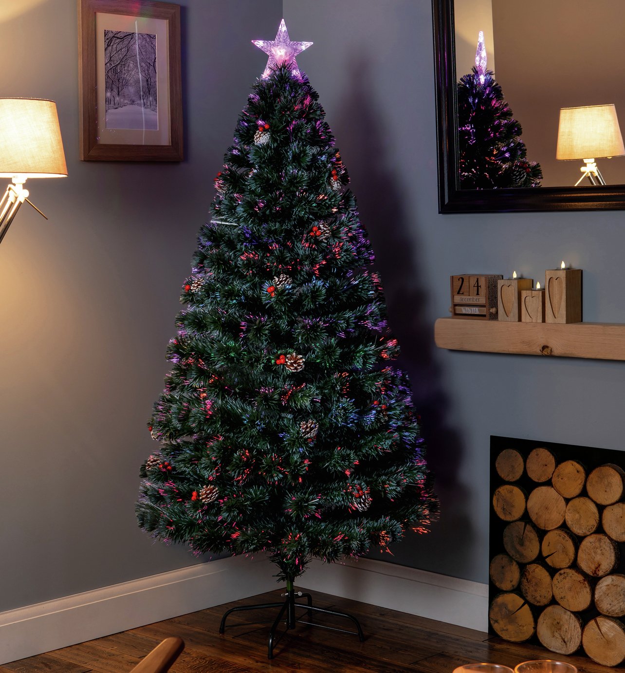 Premier Decorations 4ft Fibre Optic Christmas Tree - Green